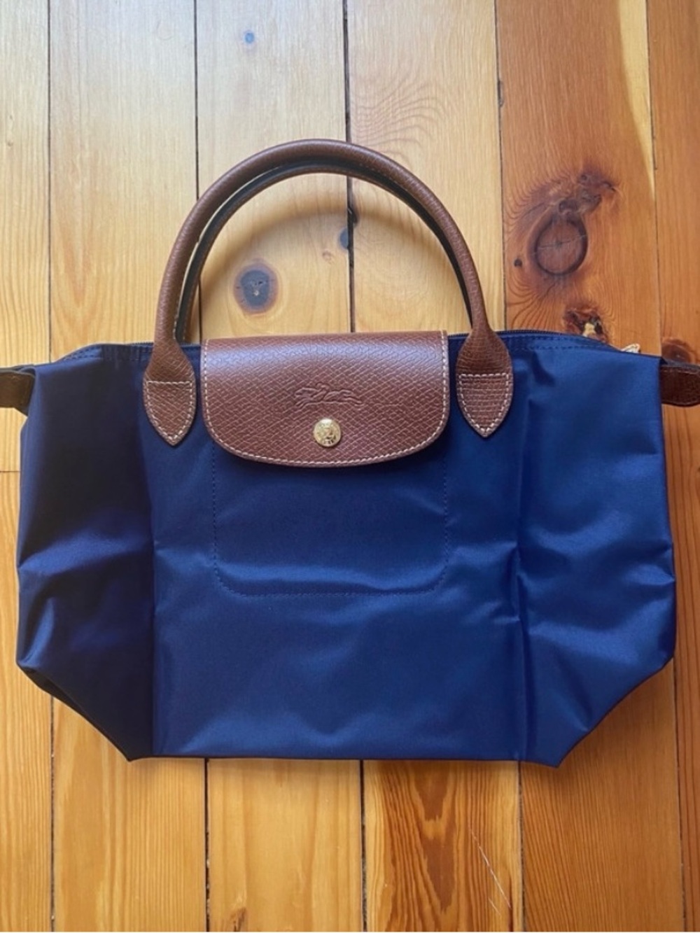 NEW Longchamp Le Pliage Small Handbag with Short Handles in Navy - Picture 2 of 11